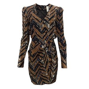 Pinko Brown / Snake Chevron Epoca Work/Office Dress, size S